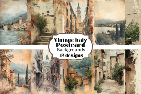 12 Vintage Italy Postcard Backgrounds: Timeless Design Assets