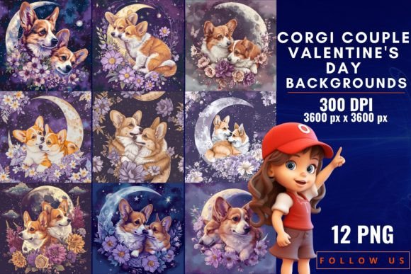 Corgi Couple Valentine's Day Backgrounds