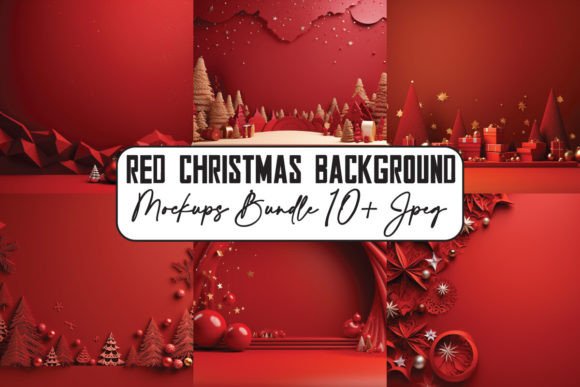 Elevate Your Holiday Designs: Red Christmas Backgrounds Mockups