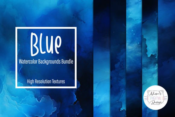 Elevate Your Projects with This Blue Watercolor Backgrounds Bundle