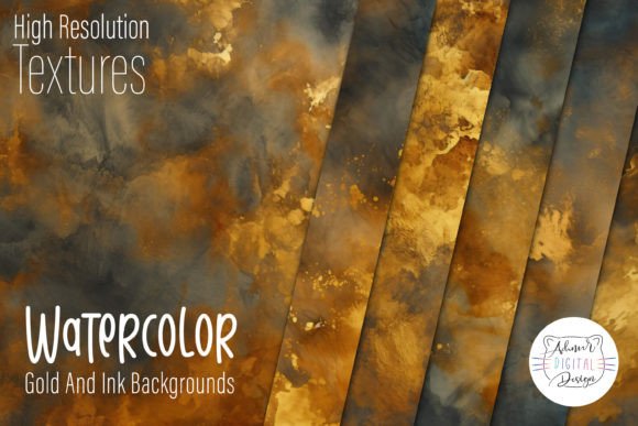 Elevate Your Projects with Watercolor Gold and Ink Backgrounds