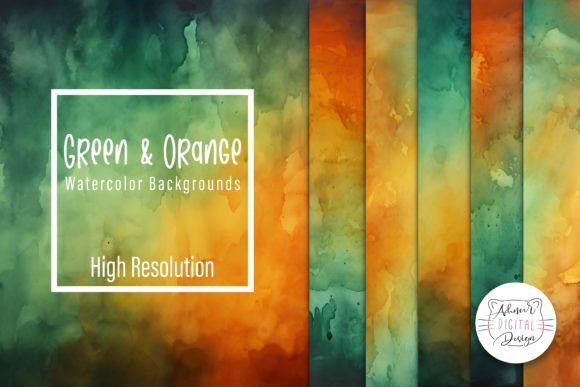 Green and Orange Watercolor Backgrounds: A Fresh Creative Asset