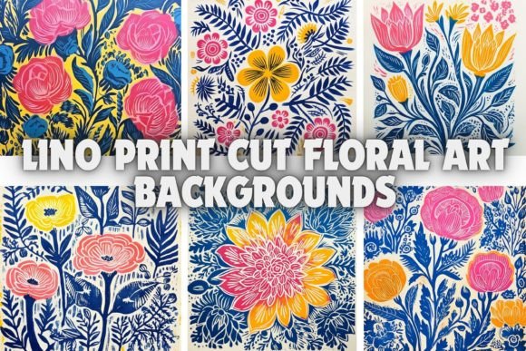 Lino Print Cut Floral Art Backgrounds: A Handmade Touch for Modern Design
