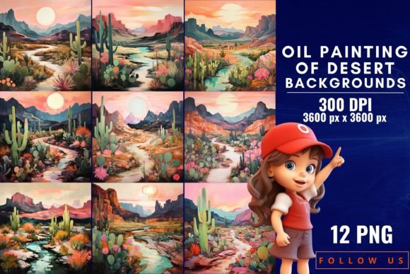 Oil Painting of Desert Backgrounds: Artistic Texture for Your Designs