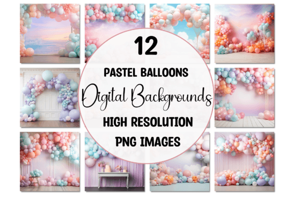 Pastel Balloons Digital Backgrounds: Creative Color for Modern Projects