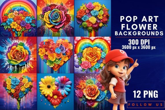 Pop Art Flower Backgrounds: Bold Blooms for Modern Design