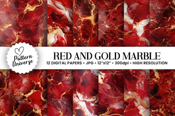 Red & Gold Marble Backgrounds: 12 Patterns for Luxury Design