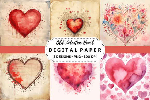 Romantic Vintage Charm: Old Valentine Heart Backgrounds
