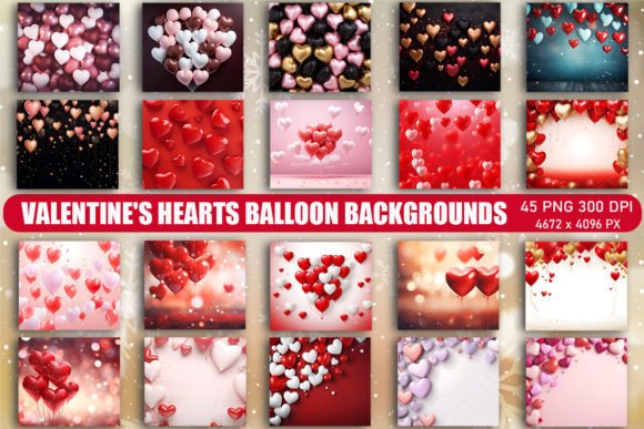 Romantic & Whimsical: Valentine's Hearts Balloon Backgrounds