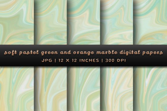 Soft Green and Orange Marble Digital Papers for Designers