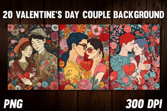 Valentine's Day Couple Backgrounds 3: Romantic Design Assets